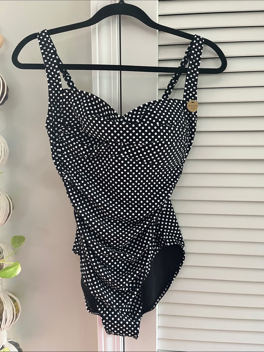 Nip Tuck Swim Polka Dot Black One-Piece Swimsuit with Sweetheart Neckline